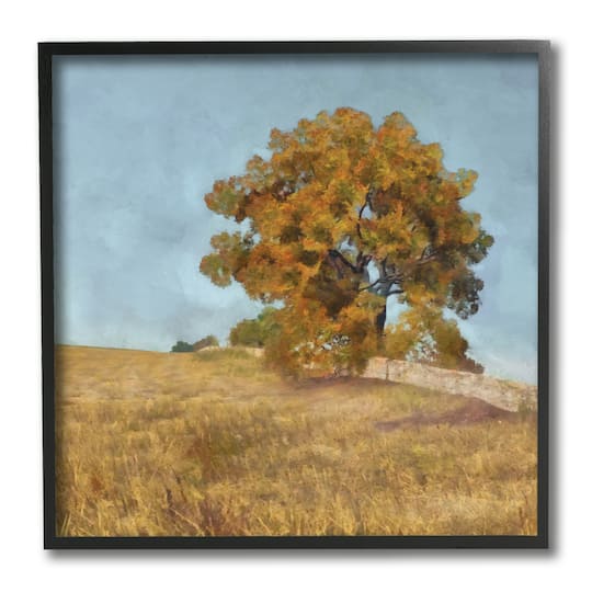 Stupell Industries Autumn Tree on Grassy Hill Country Landscape,12" x 12"